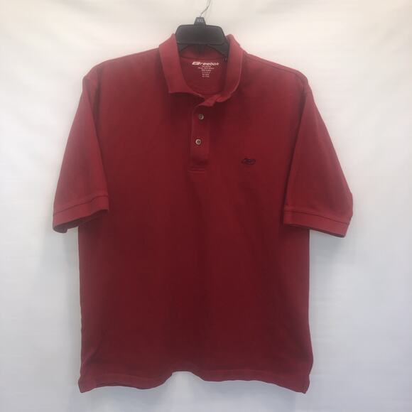 Reebok Button Up Adult XL Mens Red Short Sleeve Cotton Blend Polo - Picture 1 of 9